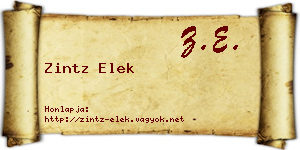 Zintz Elek névjegykártya