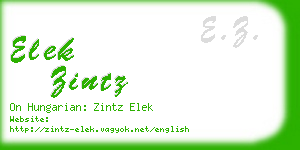 elek zintz business card